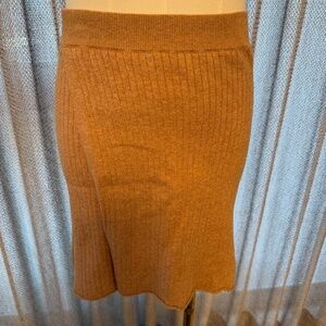 Free People Ribbed Knit Mini Skirt – Camel – XS